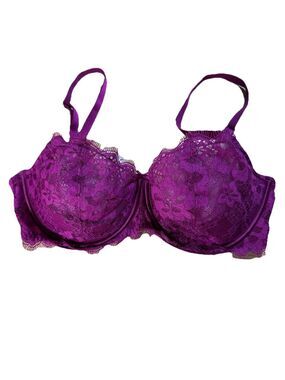 Victoria’s Secret Dream Angels Push Up Without Padding Bra 34DD Lace Magenta Lux